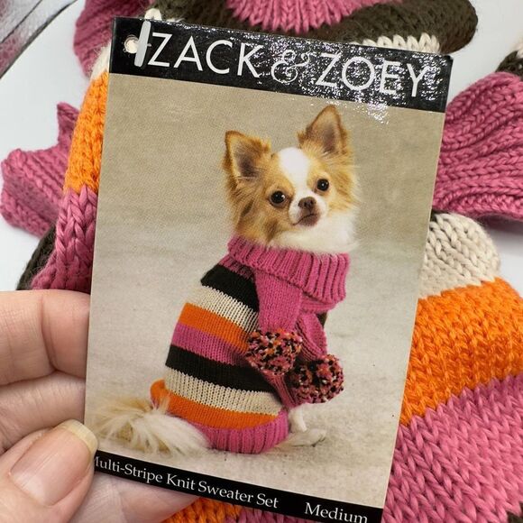 Zack & Zoey Dog Knit Sweater Set Size Medium - Picture 1 of 9
